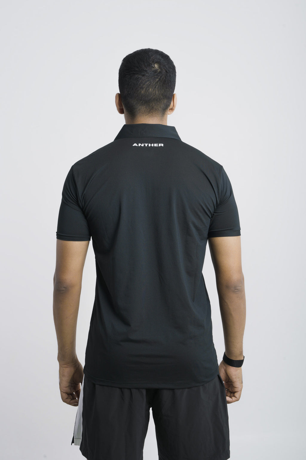 ANTHER Black Performance Zipper Polo