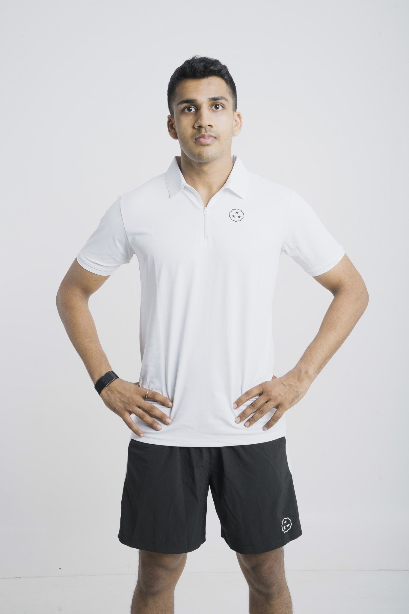 ANTHER White Performance Zipper Polo