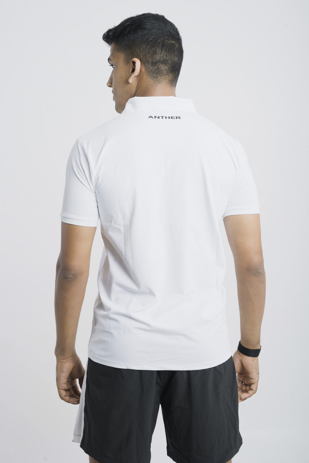 ANTHER White Performance Zipper Polo