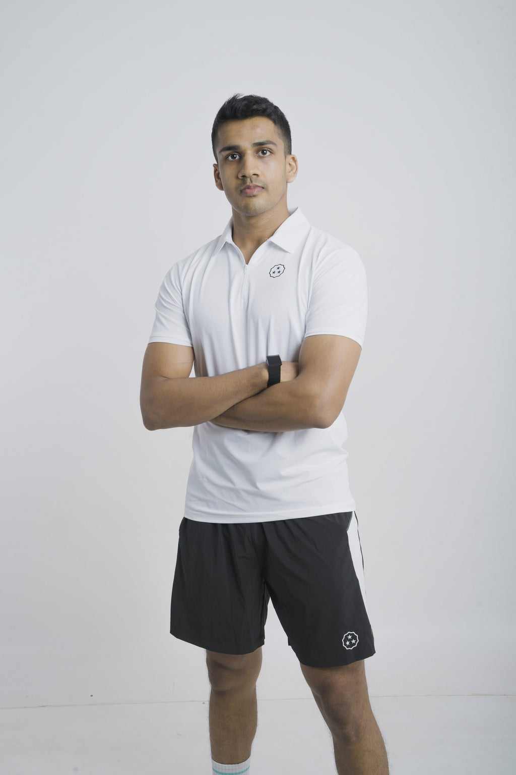 ANTHER White Performance Zipper Polo