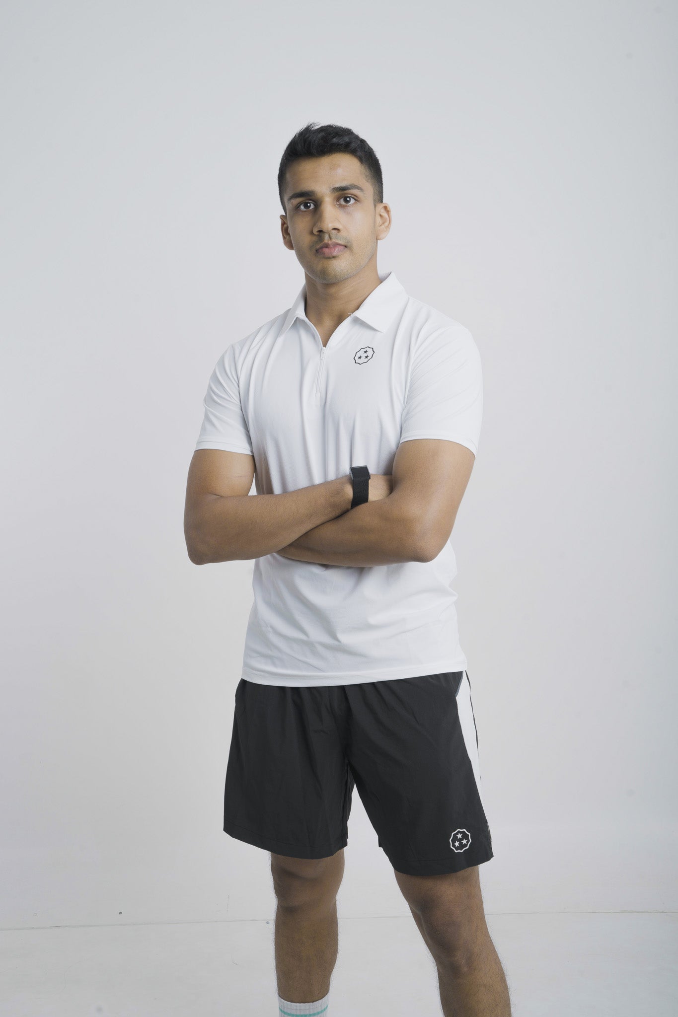 ANTHER White Performance Zipper Polo