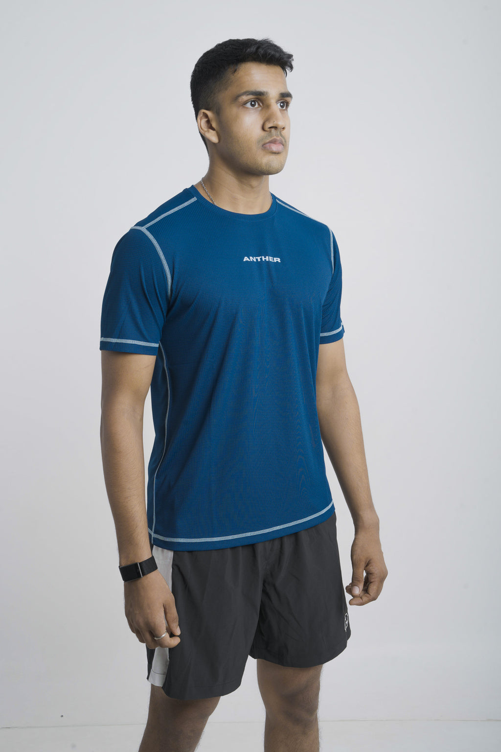 ANTHER Poseidon Blue Performance T-Shirt – Contrast Stitch