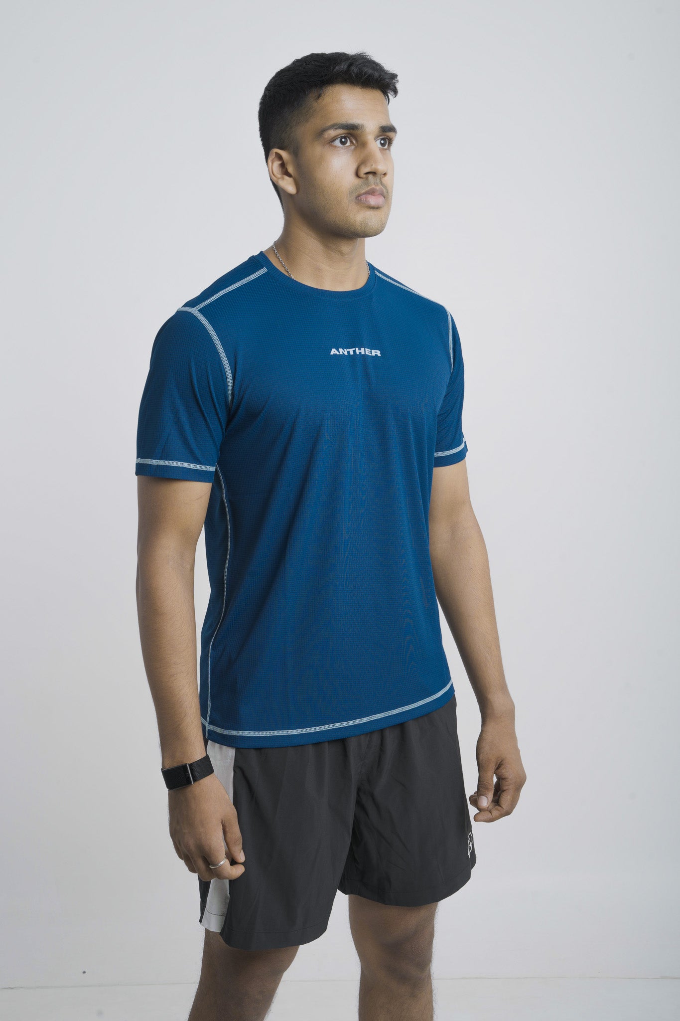 ANTHER Poseidon Blue Performance T-Shirt – Contrast Stitch