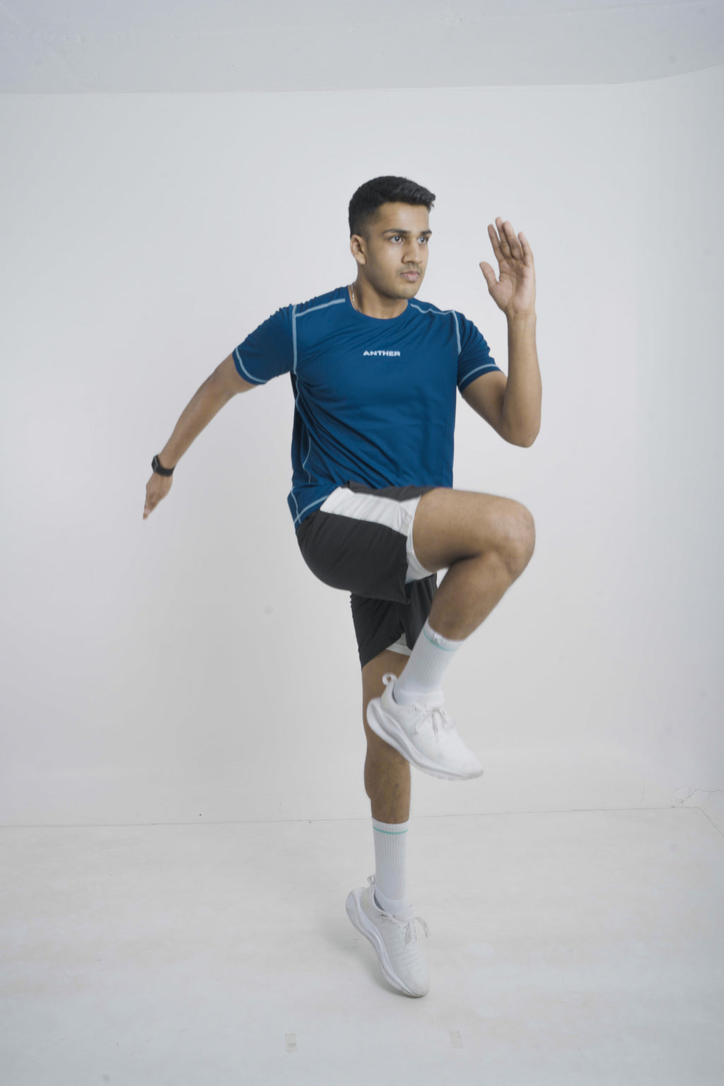 ANTHER Poseidon Blue Performance T-Shirt – Contrast Stitch