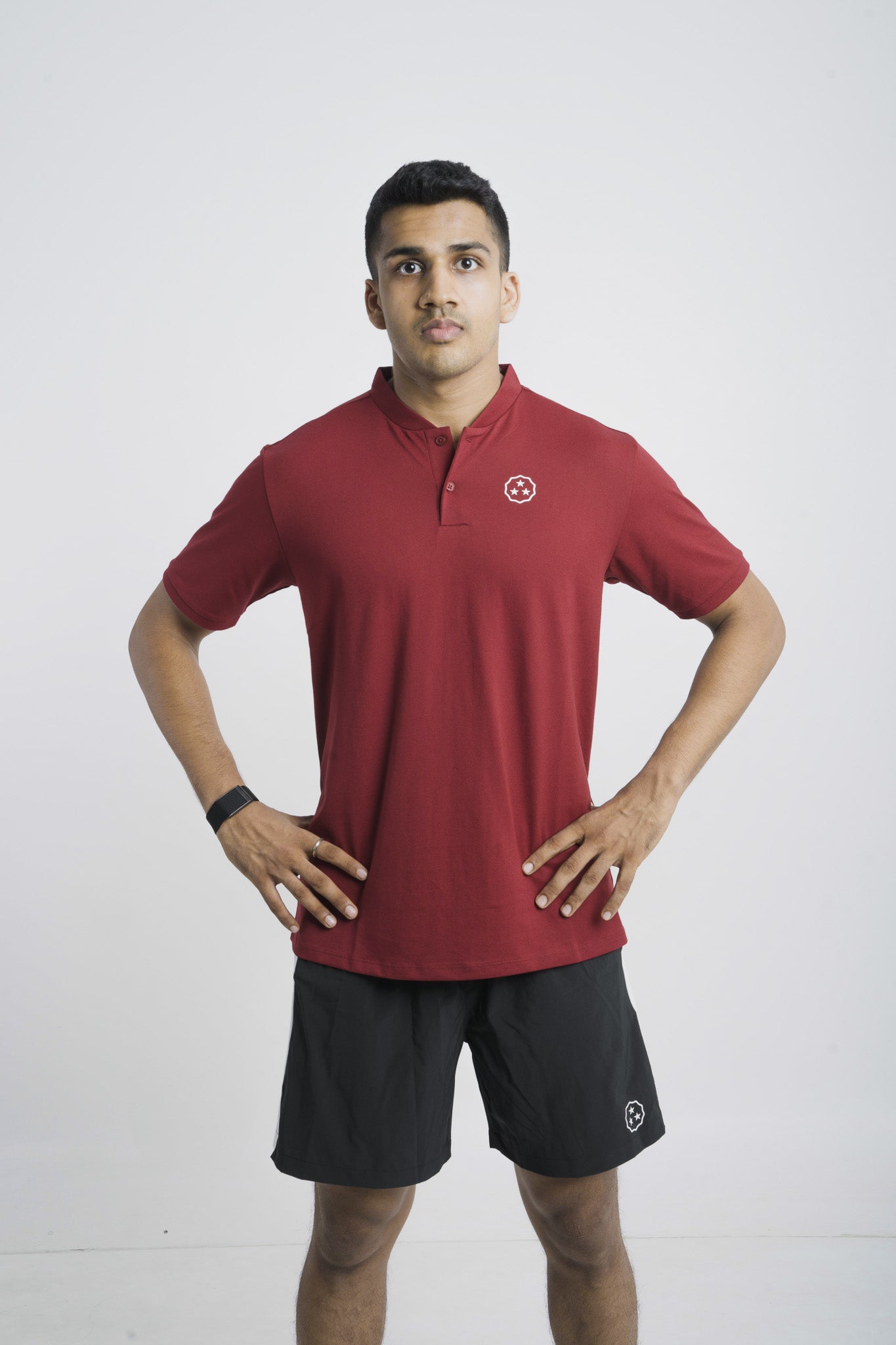 ANTHER Red Henley Performance Polo