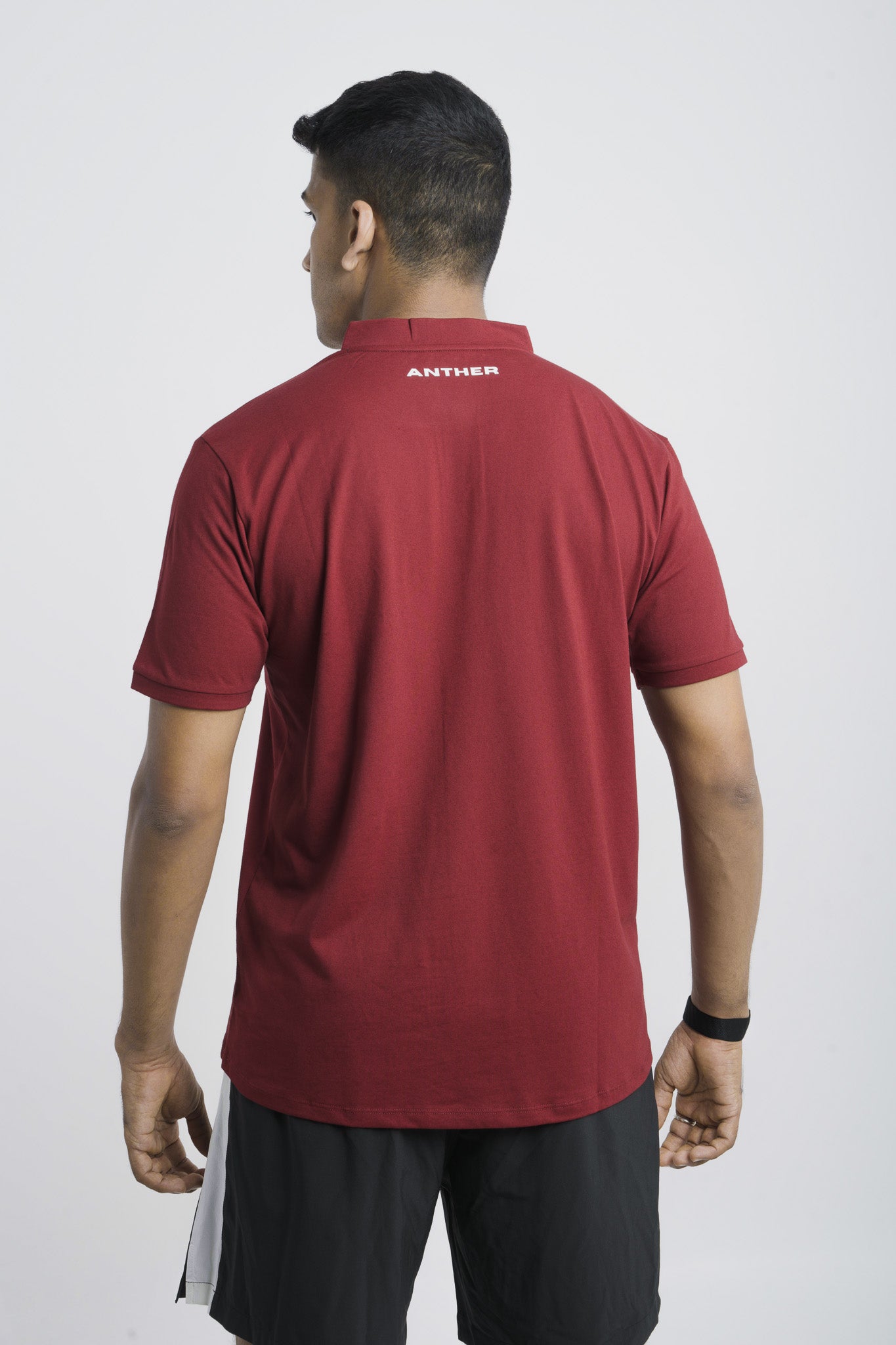 ANTHER Red Henley Performance Polo