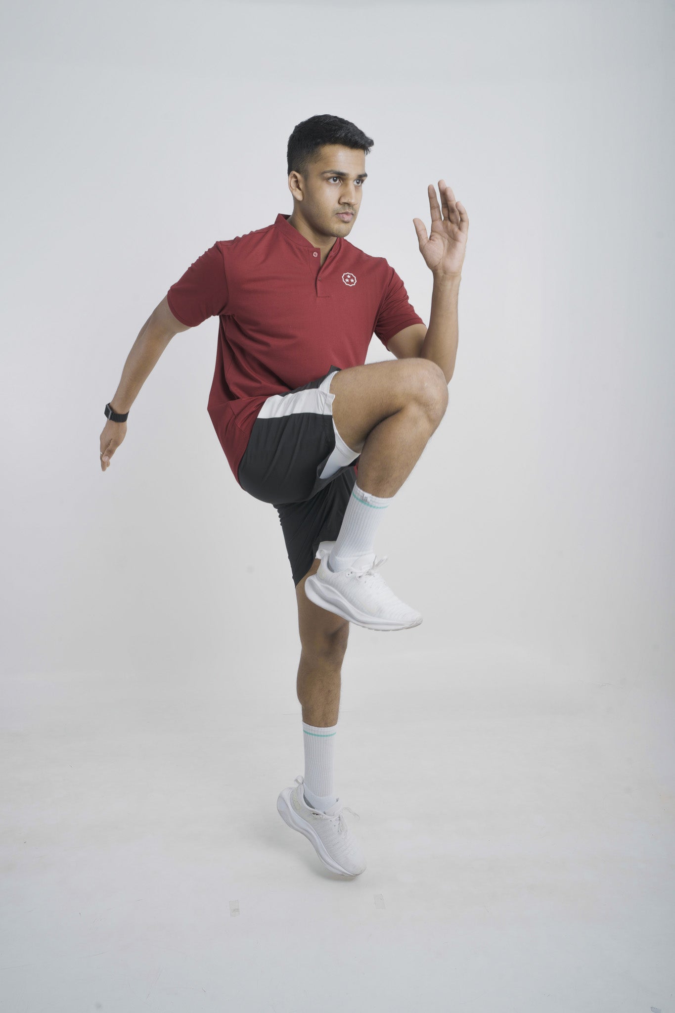 ANTHER Red Henley Performance Polo