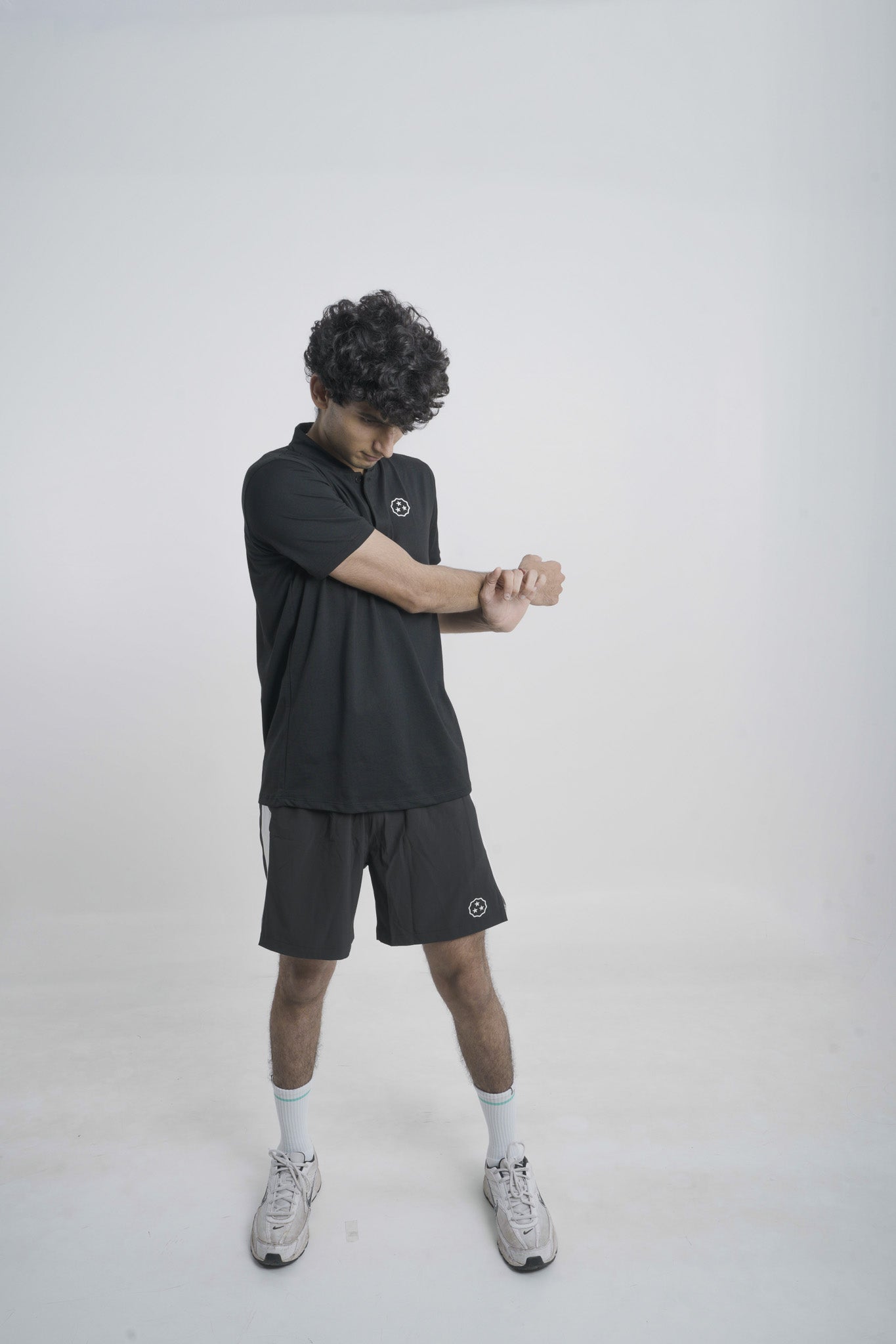 ANTHER Black Henley Performance Polo